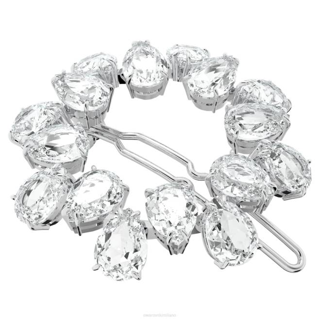 Swarovski DV4B1471 Accessori taglio a pera, bianco, placcato rodio molletta