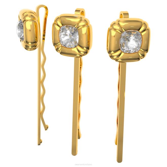 Swarovski DV4B1475 Accessori taglio a cuscino, tono oro, placcato color oro forcina per capelli