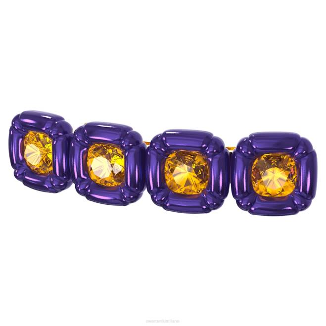Swarovski DV4B1478 Accessori taglio cuscino, viola, placcato color oro molletta