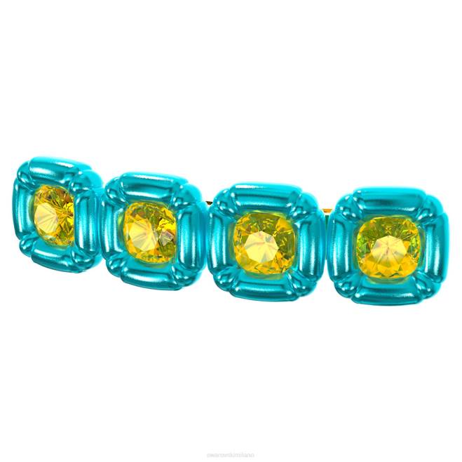 Swarovski DV4B1479 Accessori taglio cuscino, blu, placcato color oro molletta