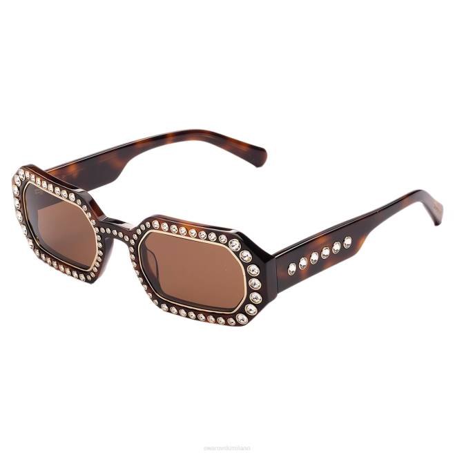 Swarovski DV4B1440 Accessori pavè, sk0345 52e, marrone occhiali da sole a forma ottagonale