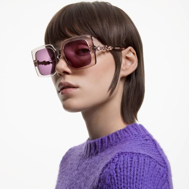 Swarovski DV4B1462 Accessori oversize, forma quadrata, sk0357 anni '20, viola occhiali da sole