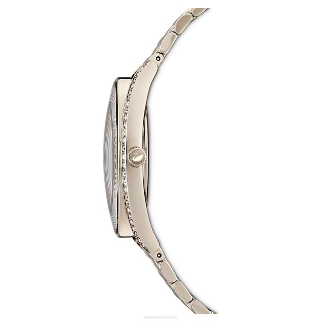 Swarovski DV4B1138 Accessori prodotto in Svizzera, bracciale in metallo, tonalità oro, finitura tonalità oro champagne orologio dall'aura cristallina