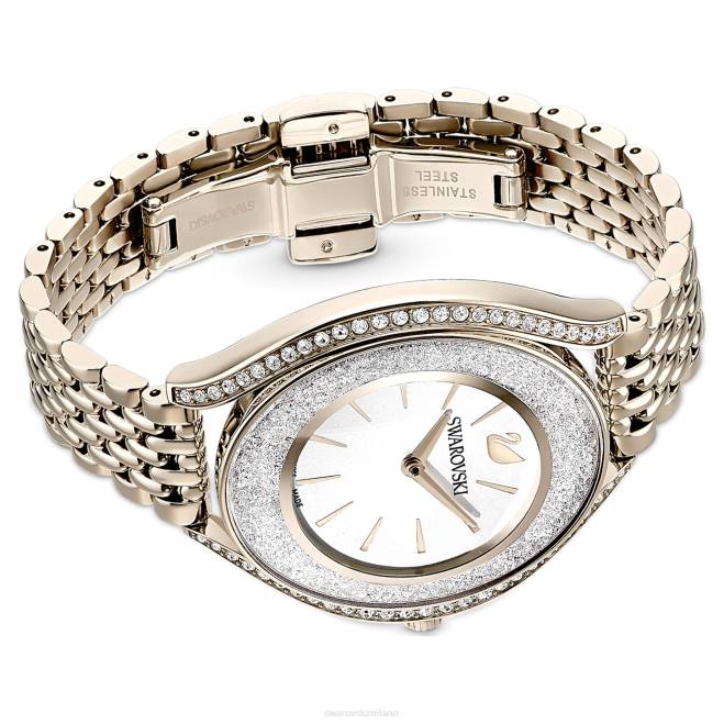 Swarovski DV4B1138 Accessori prodotto in Svizzera, bracciale in metallo, tonalità oro, finitura tonalità oro champagne orologio dall'aura cristallina