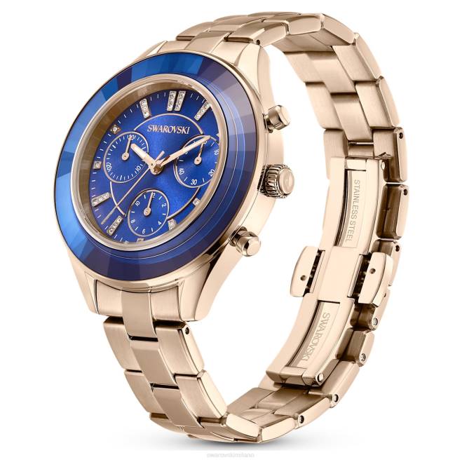 Swarovski DV4B1143 Accessori Swiss made, bracciale in metallo, blu, finitura color oro champagne orologio sportivo Octea Lux