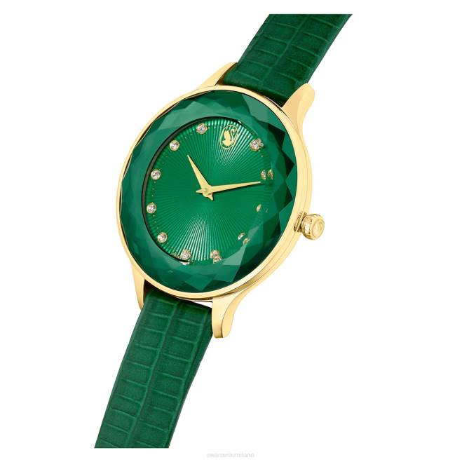 Swarovski DV4B1146 Accessori Swiss made, cinturino in pelle, verde, finitura color oro orologio Octea Nova