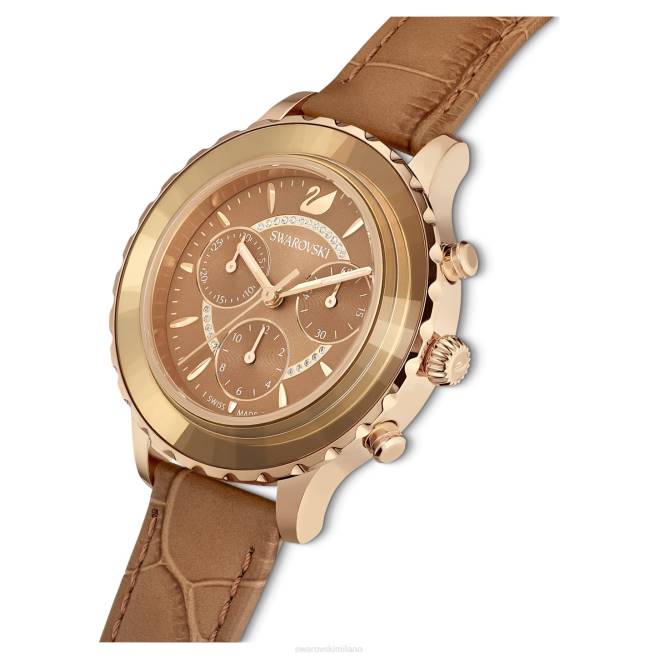 Swarovski DV4B1150 Accessori Swiss made, cinturino in pelle, marrone, finitura color oro orologio cronografo Octea Lux