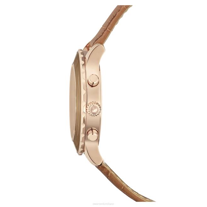 Swarovski DV4B1150 Accessori Swiss made, cinturino in pelle, marrone, finitura color oro orologio cronografo Octea Lux