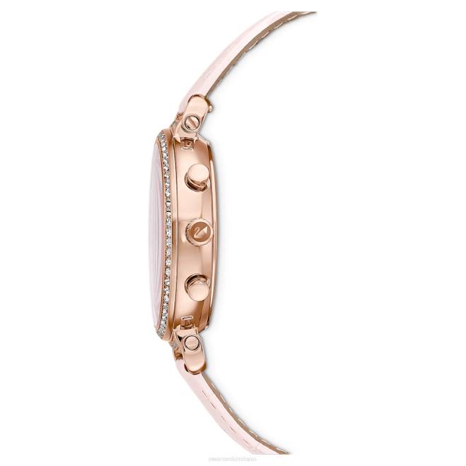 Swarovski DV4B1153 Accessori Swiss made, cinturino in pelle, colore rosa, finitura tonalità oro rosa orologio crono da passaggio