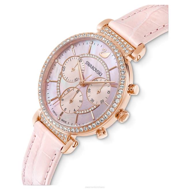 Swarovski DV4B1153 Accessori Swiss made, cinturino in pelle, colore rosa, finitura tonalità oro rosa orologio crono da passaggio