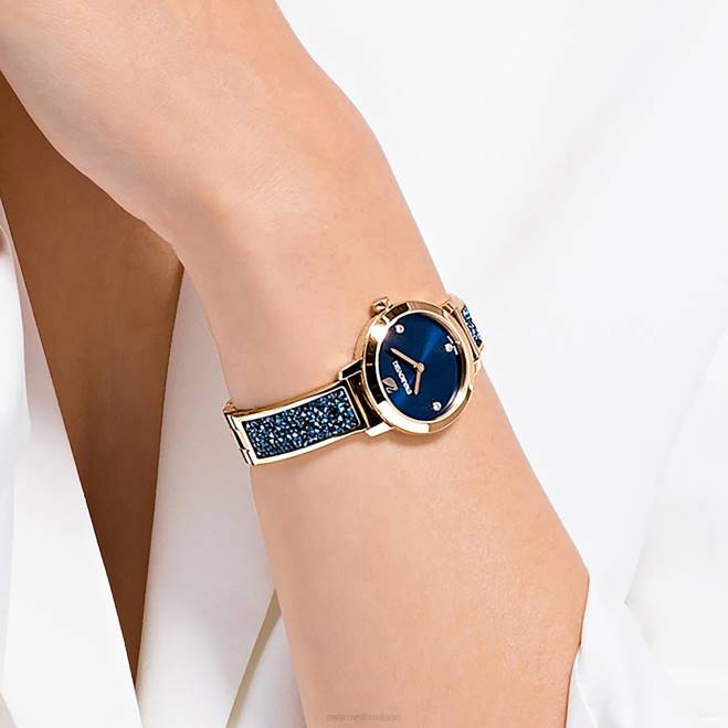 Swarovski DV4B1154 Accessori Swiss made, bracciale in metallo, blu, finitura tonalità oro rosa orologio rock cosmico