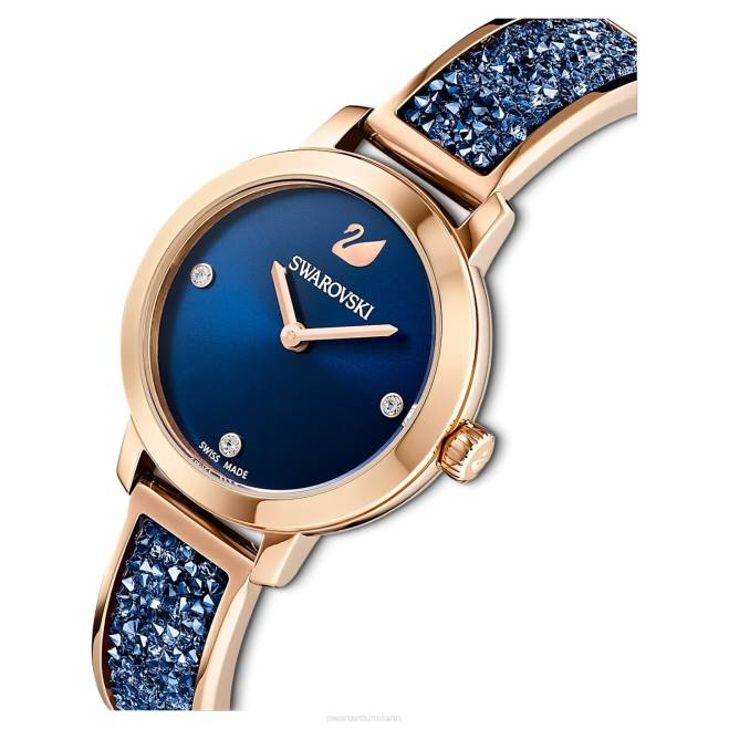 Swarovski DV4B1154 Accessori Swiss made, bracciale in metallo, blu, finitura tonalità oro rosa orologio rock cosmico