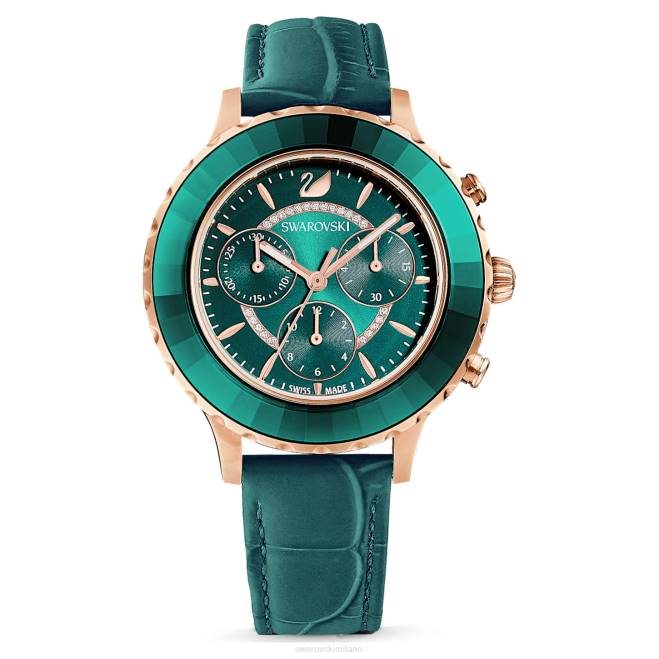 Swarovski DV4B1159 Accessori Swiss made, cinturino in pelle, verde, finitura tonalità oro rosa orologio cronografo Octea Lux
