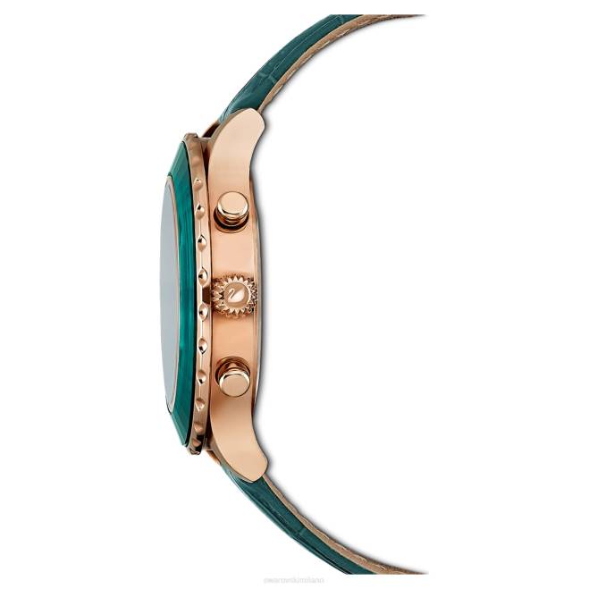 Swarovski DV4B1159 Accessori Swiss made, cinturino in pelle, verde, finitura tonalità oro rosa orologio cronografo Octea Lux