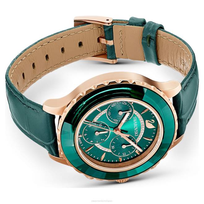 Swarovski DV4B1159 Accessori Swiss made, cinturino in pelle, verde, finitura tonalità oro rosa orologio cronografo Octea Lux