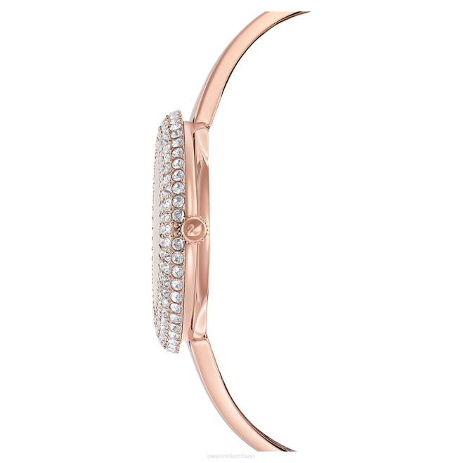 Swarovski DV4B1165 Accessori prodotto in Svizzera, bracciale in metallo, tonalità oro rosa, finitura tonalità oro rosa orologio con rosa di cristallo