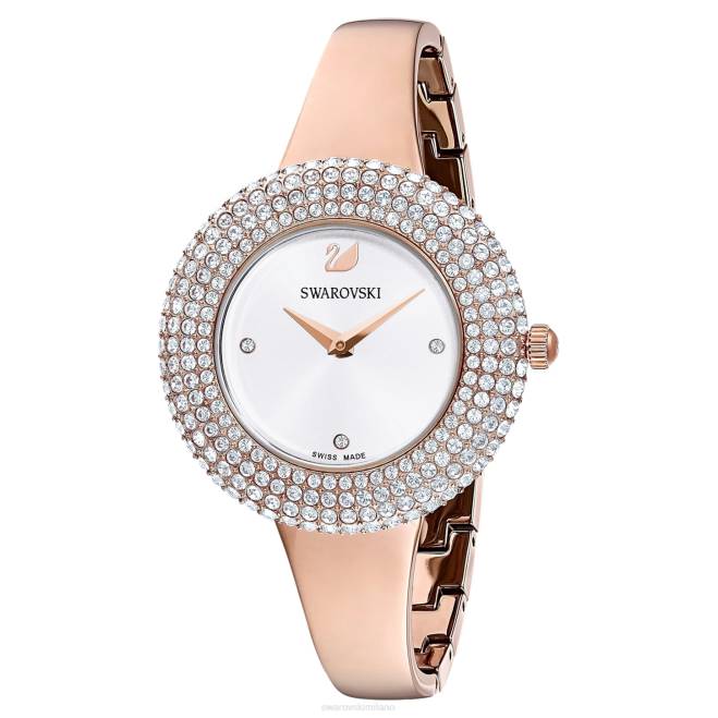 Swarovski DV4B1165 Accessori prodotto in Svizzera, bracciale in metallo, tonalità oro rosa, finitura tonalità oro rosa orologio con rosa di cristallo