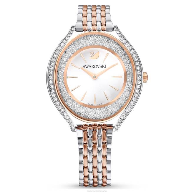 Swarovski DV4B1167 Accessori prodotto in Svizzera, bracciale in metallo, tonalità oro rosa, finitura in metalli misti orologio dall'aura cristallina