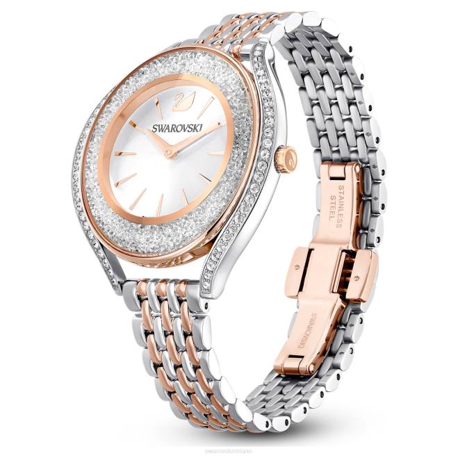 Swarovski DV4B1167 Accessori prodotto in Svizzera, bracciale in metallo, tonalità oro rosa, finitura in metalli misti orologio dall'aura cristallina