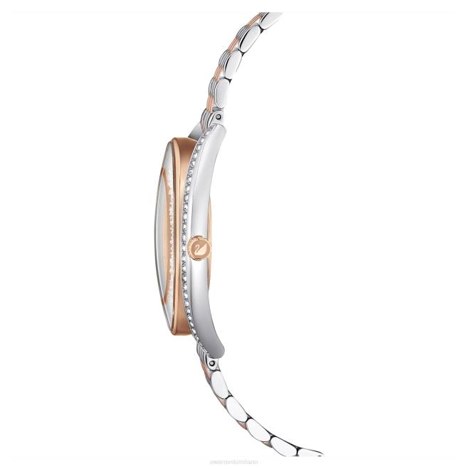 Swarovski DV4B1167 Accessori prodotto in Svizzera, bracciale in metallo, tonalità oro rosa, finitura in metalli misti orologio dall'aura cristallina