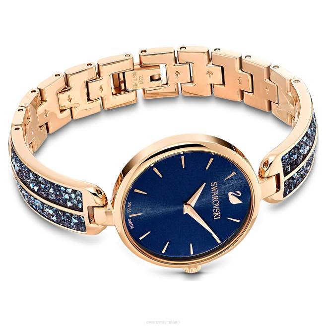 Swarovski DV4B1168 Accessori Swiss made, bracciale in metallo, blu, finitura tonalità oro rosa orologio rock da sogno
