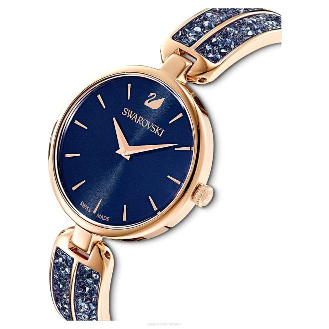 Swarovski DV4B1168 Accessori Swiss made, bracciale in metallo, blu, finitura tonalità oro rosa orologio rock da sogno