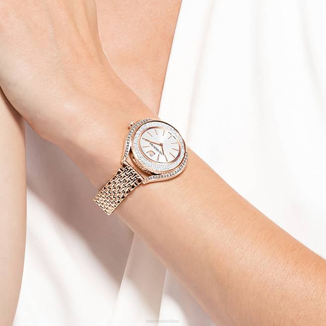 Swarovski DV4B1172 Accessori prodotto in Svizzera, bracciale in metallo, tonalità oro rosa, finitura tonalità oro rosa orologio dall'aura cristallina