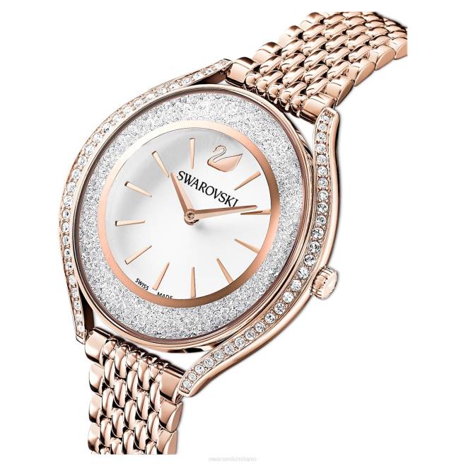 Swarovski DV4B1172 Accessori prodotto in Svizzera, bracciale in metallo, tonalità oro rosa, finitura tonalità oro rosa orologio dall'aura cristallina