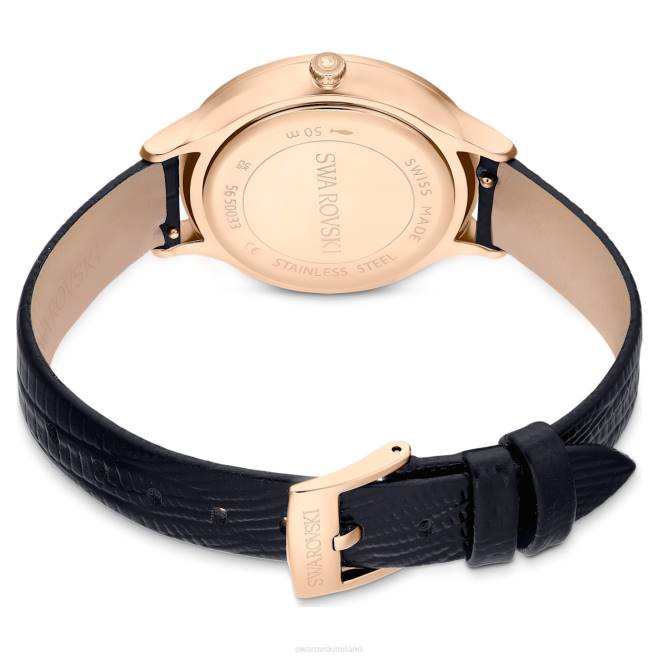 Swarovski DV4B1181 Accessori Swiss made, cinturino in pelle, nero, finitura tonalità oro rosa orologio Octea Nova