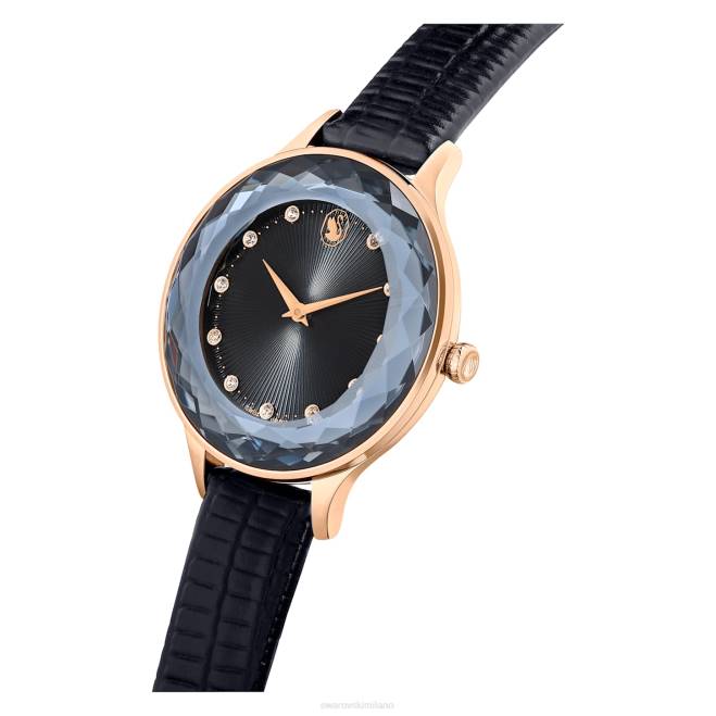 Swarovski DV4B1181 Accessori Swiss made, cinturino in pelle, nero, finitura tonalità oro rosa orologio Octea Nova