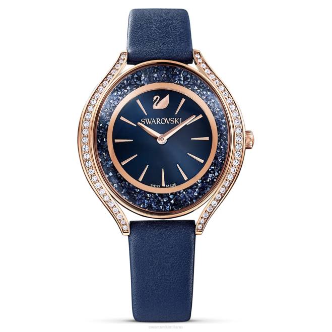 Swarovski DV4B1185 Accessori Swiss made, cinturino in pelle, blu, finitura tonalità oro rosa orologio dall'aura cristallina