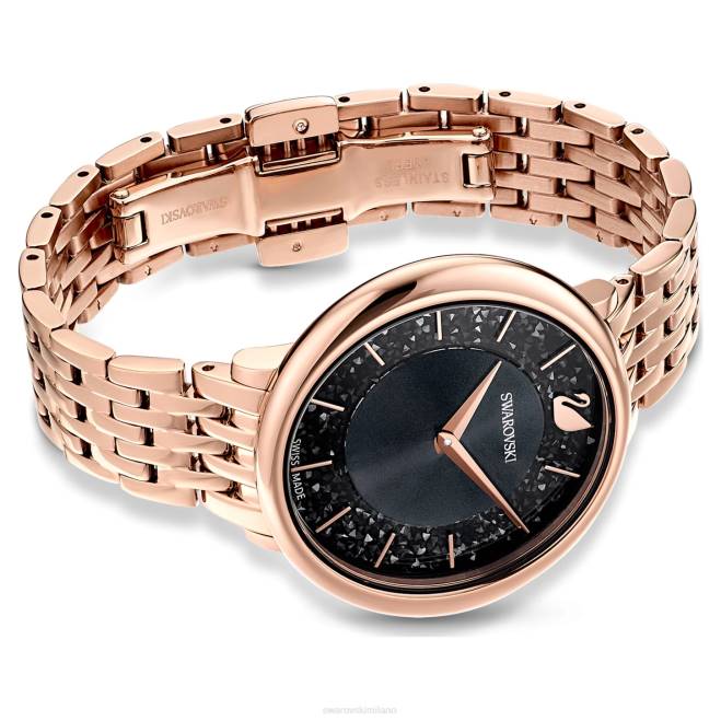 Swarovski DV4B1186 Accessori Swiss made, bracciale in metallo, nero, finitura tonalità oro rosa orologio cristallino ed elegante