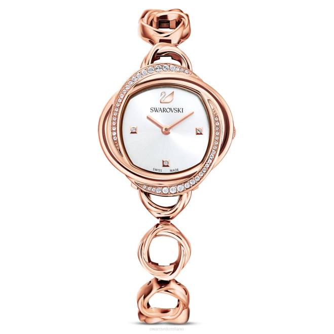 Swarovski DV4B1187 Accessori prodotto in Svizzera, bracciale in metallo, tonalità oro rosa, finitura tonalità oro rosa orologio con fiori di cristallo