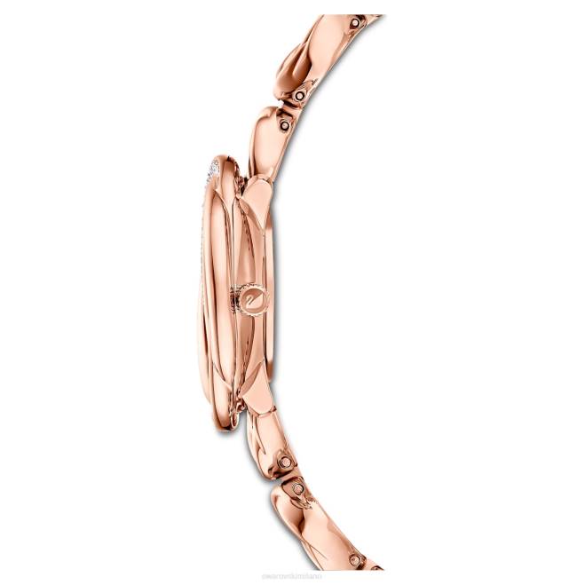 Swarovski DV4B1187 Accessori prodotto in Svizzera, bracciale in metallo, tonalità oro rosa, finitura tonalità oro rosa orologio con fiori di cristallo