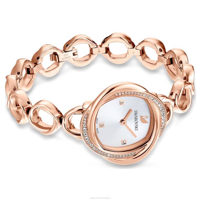 Swarovski DV4B1187 Accessori prodotto in Svizzera, bracciale in metallo, tonalità oro rosa, finitura tonalità oro rosa orologio con fiori di cristallo