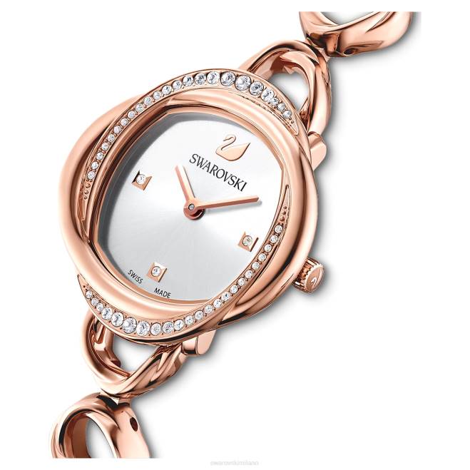 Swarovski DV4B1187 Accessori prodotto in Svizzera, bracciale in metallo, tonalità oro rosa, finitura tonalità oro rosa orologio con fiori di cristallo