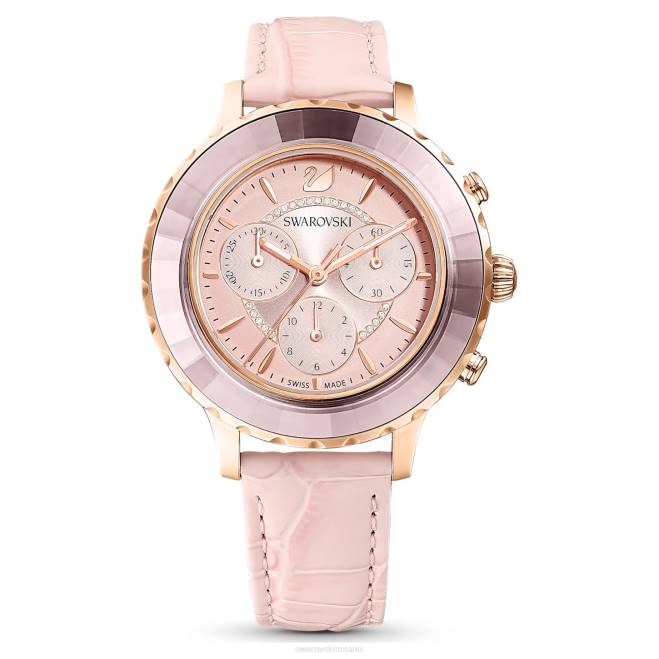 Swarovski DV4B1191 Accessori Swiss made, cinturino in pelle, colore rosa, finitura tonalità oro rosa orologio cronografo Octea Lux
