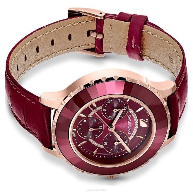 Swarovski DV4B1195 Accessori Swiss made, cinturino in pelle, rosso, finitura tonalità oro rosa orologio cronografo Octea Lux