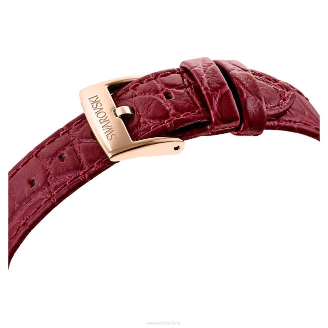 Swarovski DV4B1197 Accessori Swiss made, luna, cinturino in pelle, rosso, finitura tonalità oro rosa orologio con fasi lunari di passaggio