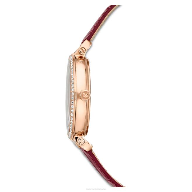 Swarovski DV4B1197 Accessori Swiss made, luna, cinturino in pelle, rosso, finitura tonalità oro rosa orologio con fasi lunari di passaggio