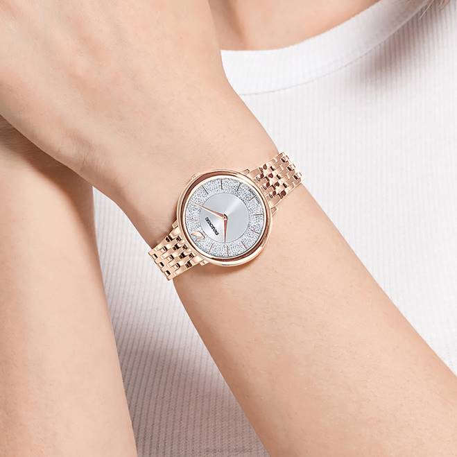 Swarovski DV4B1199 Accessori prodotto in Svizzera, bracciale in metallo, tonalità oro rosa, finitura tonalità oro rosa orologio cristallino ed elegante