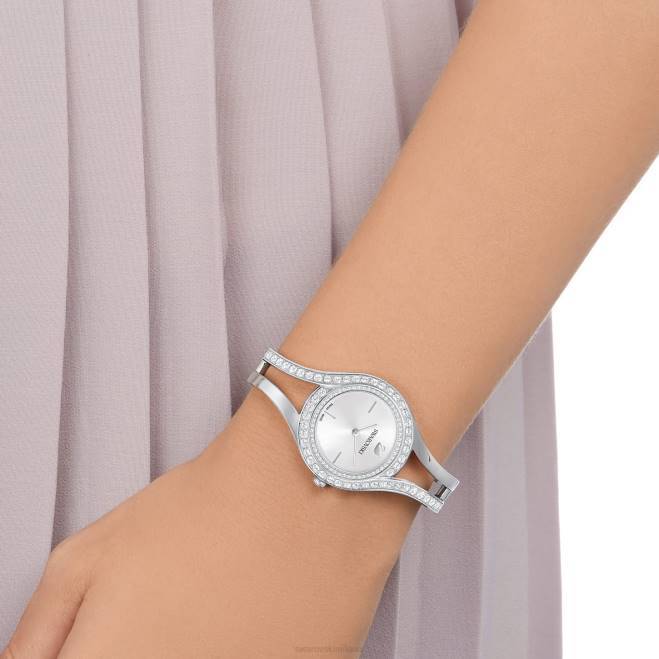 Swarovski DV4B1220 Accessori prodotto in Svizzera, bracciale in metallo, tono argento, acciaio inossidabile orologio eterno