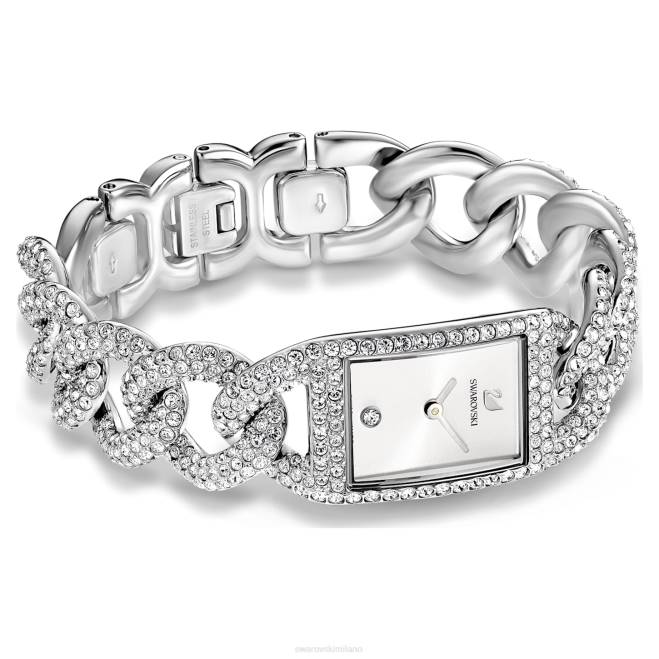 Swarovski DV4B1227 Accessori prodotto in Svizzera, pavé completo, bracciale in metallo, tono argento, acciaio inossidabile orologio da cocktail