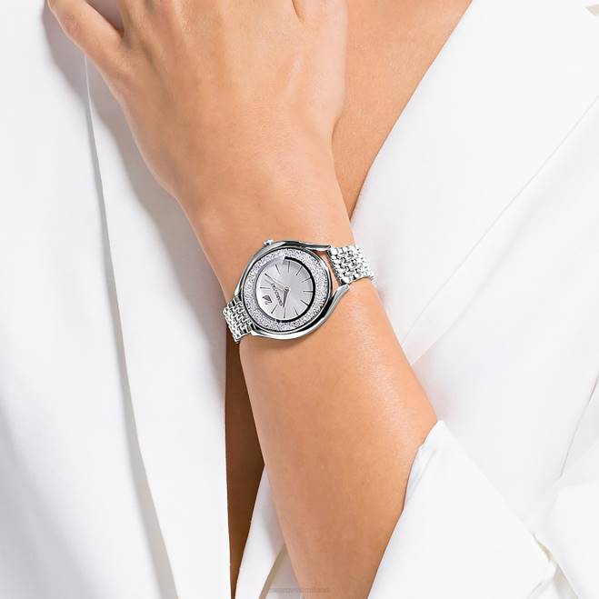 Swarovski DV4B1235 Accessori prodotto in Svizzera, bracciale in metallo, tono argento, acciaio inossidabile orologio dall'aura cristallina