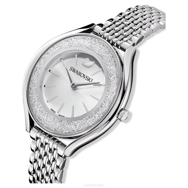 Swarovski DV4B1235 Accessori prodotto in Svizzera, bracciale in metallo, tono argento, acciaio inossidabile orologio dall'aura cristallina