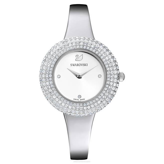 Swarovski DV4B1247 Accessori prodotto in Svizzera, bracciale in metallo, tono argento, acciaio inossidabile orologio con rosa di cristallo