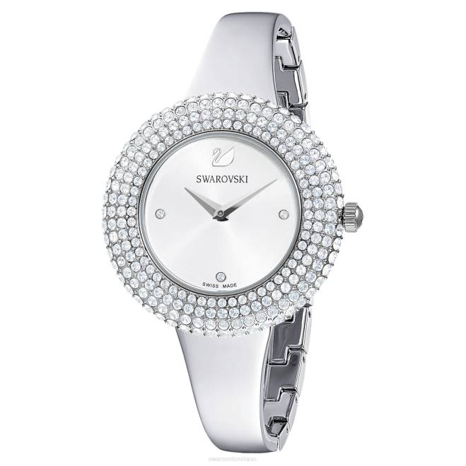 Swarovski DV4B1247 Accessori prodotto in Svizzera, bracciale in metallo, tono argento, acciaio inossidabile orologio con rosa di cristallo