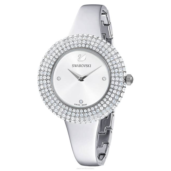 Swarovski DV4B1247 Accessori prodotto in Svizzera, bracciale in metallo, tono argento, acciaio inossidabile orologio con rosa di cristallo