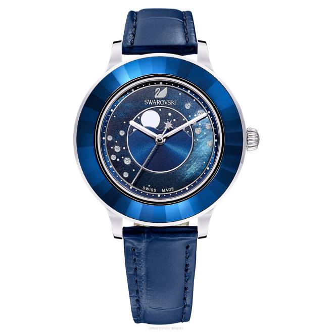 Swarovski DV4B1248 Accessori prodotto in Svizzera, luna, cinturino in pelle, blu, acciaio inossidabile orologio Octea Lux