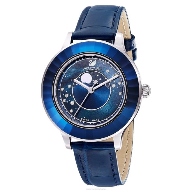 Swarovski DV4B1248 Accessori prodotto in Svizzera, luna, cinturino in pelle, blu, acciaio inossidabile orologio Octea Lux